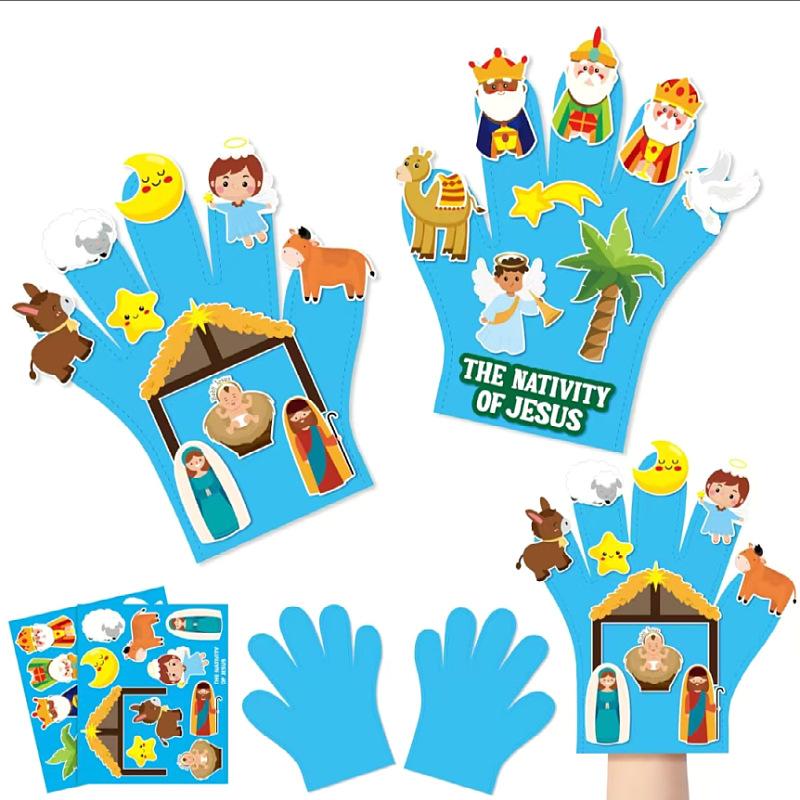 Children Hand Puppets Set Montessori Parish Toy DIY Animal Finger Puppets Storytelling Kindergarten Baby Interaction Social Tool