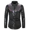 Mens Sequin Long Sleeve Shirt Party Nightclub Dance T-Shirt Shiny Button Tops