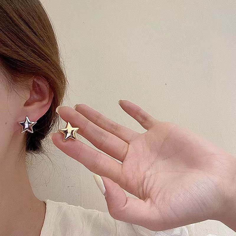 Minimalist Sliver Star Stud Earrings for Girls Women Sweet Cool Pentagram Piercing Earings Y2k Jewelry Gifts