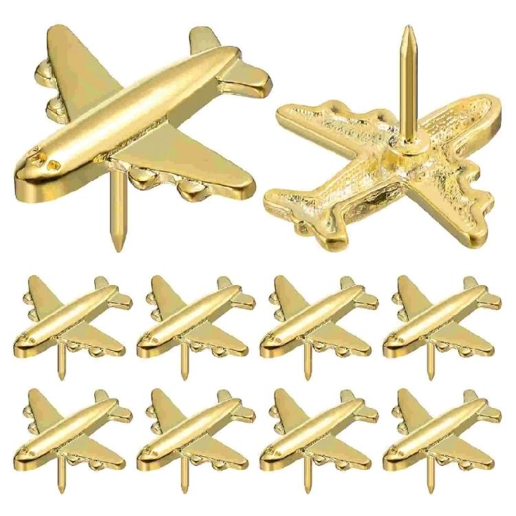 Puntine in Metallo a Forma di Aereo 3D Puntine per Bacheche Accessori per l'Organizzazione dell'Ufficio Penna Dritta in Metallo