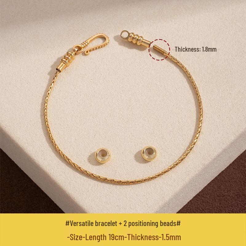 Versatile Gold-Plated Copper Beaded Bracelet with Lucky Beads and Wrap-Around No-Tie Design