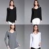 Simple Solid Color Off Shoulder Design Women Long Sleeved Top For Fall Comfort