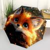 1pc Fox, Autumn Umbrella with 8 Iron Ribs and a Plastic Handle, Automatic Opening and Closing, Portable and Foldable1015