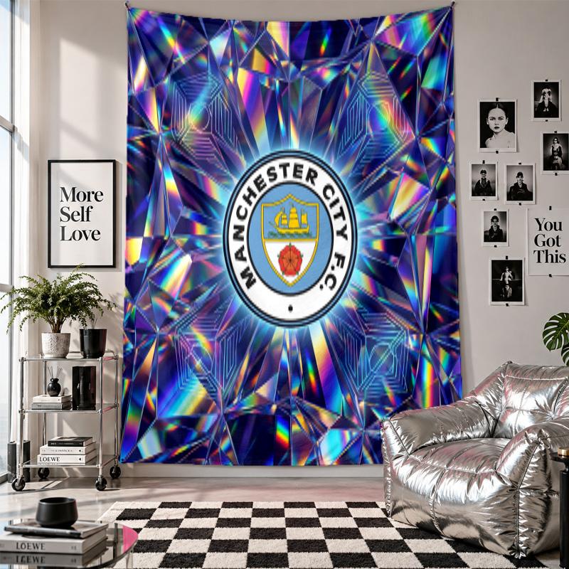 Arazzo da parete Manchester City Decorazione per la casa Tessuto da appendere a parete per camera da letto Soggiorno Sfondo