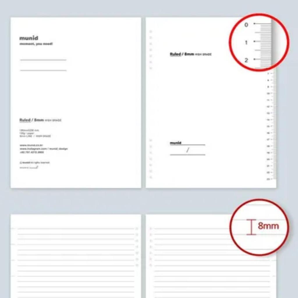 Munid 8mm Lined Notebook (Spring, 4ea - 190 X 258mm X 32Sheets), WHITE