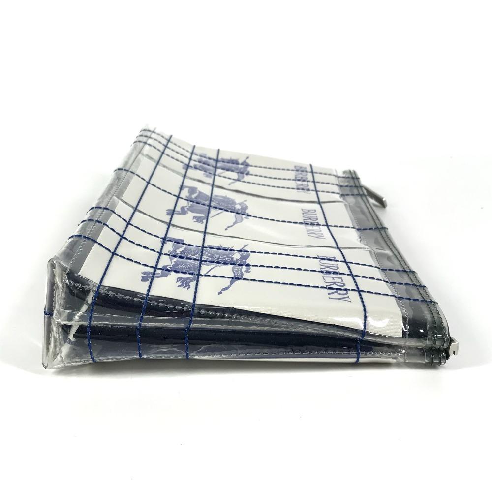 BURBERRY EKD Travel Pouch Logo Clutch bag bag pouch Cluch Bag  Vinyl clear/blue