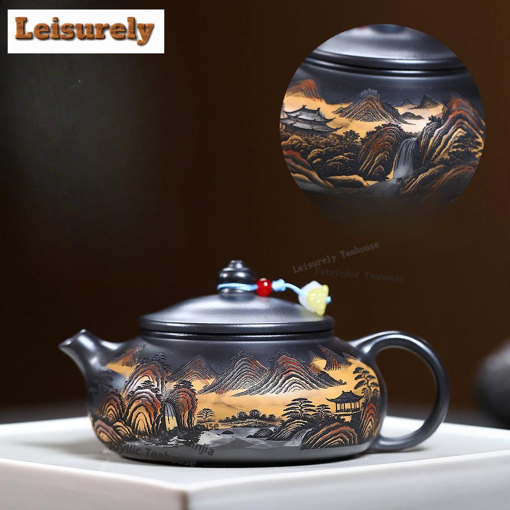 240ml Boutique Yixing Lila Ton Teekanne Handgefertigt Han Jiang Topf Rohmaterial Stein Gelber Schlamm Kessel Mit Filter Zisha Teegeschirr Teegeschirr