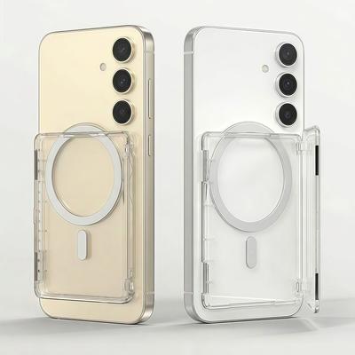 Transparent For MagSafe Card Sleeve 2 Card Slots Shockproof Magnetic Stand Card Holder Ultra-thin Detachable Wallet Phone Case
