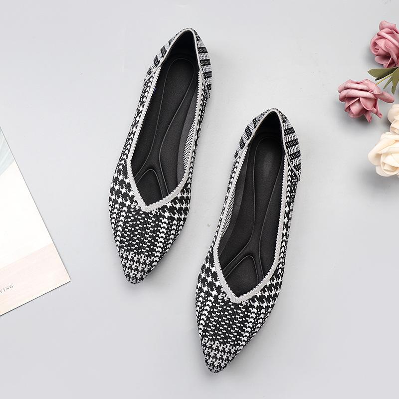 Spring and autumn flying knitting single shoes Doudou shoes flat bottom women's floating shoes boat shoes pregnant women knitted flying thread