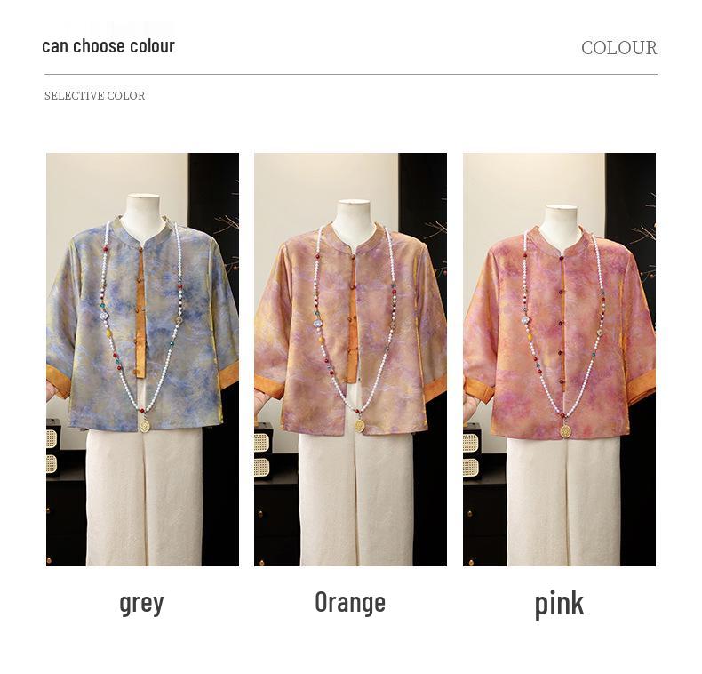 2026 New Chinese Style Spring-Summer Lightweight Jacket for Middle-Aged and Elderly Women - Three-Quarter Sleeve