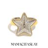 MamacitaSlay Anneau Ouvert Étoile de Mer Bicolore en Acier Inoxydable 316L Bijou Imperméable Plaqué Or 18K Ornement Anneau Charme pour Femmes