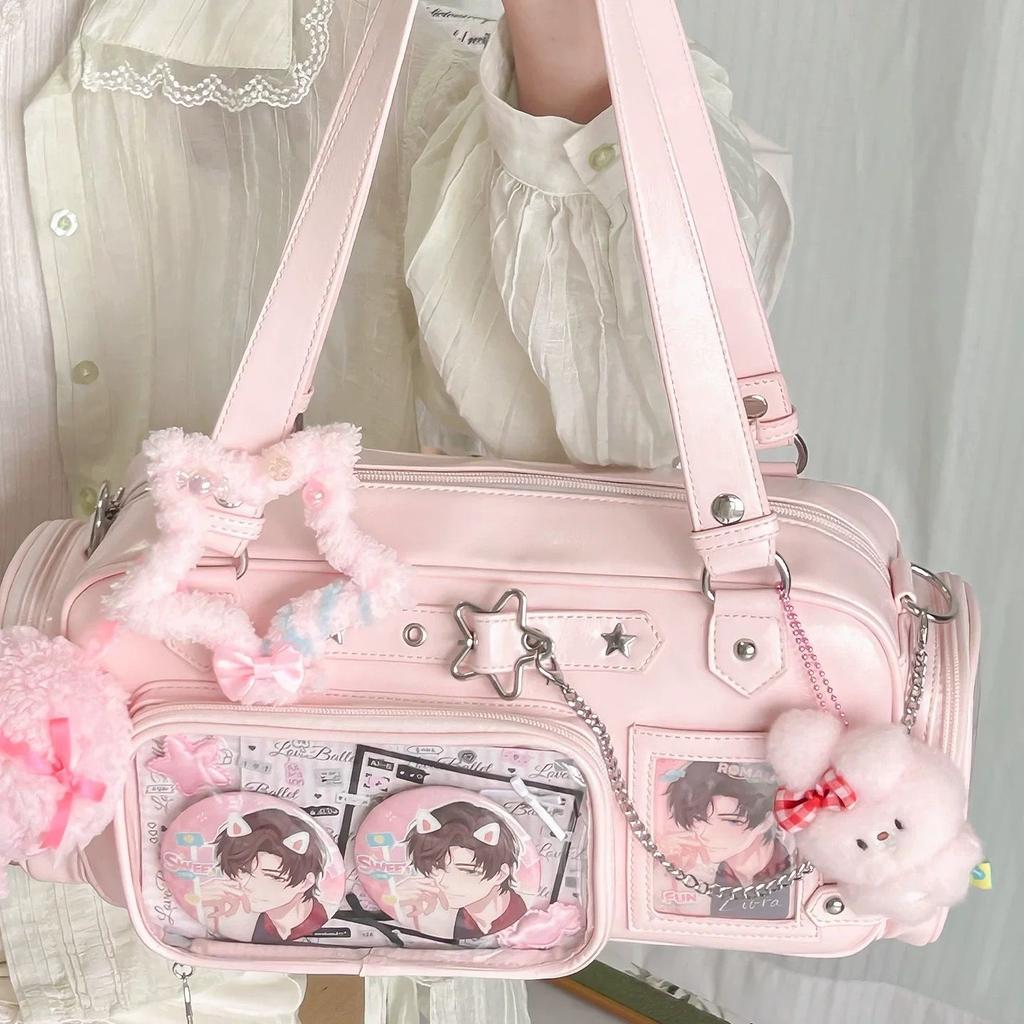 New Y2k Star Chain Ita Bag Cute Girl Comic Exhibition Transparent Shoulder Bag Large Capacity Crossbody Bag DIY Display Handbags