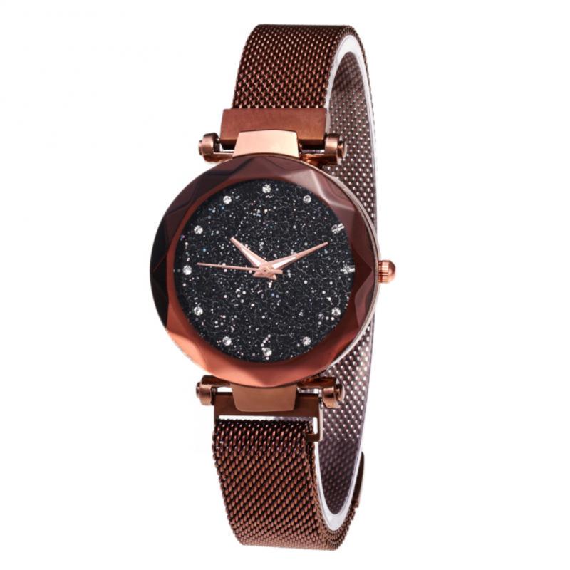 Ladies' Top Brand Star Watch Mesh Magnet Starry Sky Quartz Watch Ladies Magnet Strap Watch Round Dial Magnet Strap Buckle Watch
