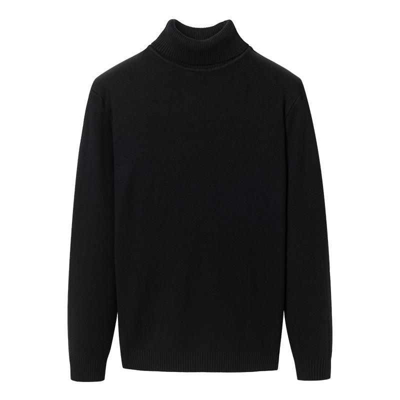Men's Thickened Woolen High-Neck Sweater with Fleece Lining, Autumn/Winter Warm Base Layer, Rolled Collar Knitwear