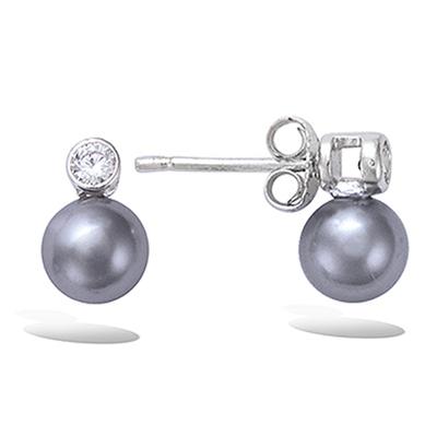 [P7018] - Silberohrringe 'Perla' Silbergrau - 10x6 mm