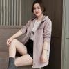 Women's Spring and Autumn Large Size Windbreaker Jacket Mid-length Hooded Jacket Casual Sports Jacket
