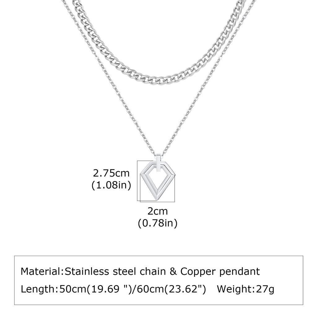 Stylish Geometry Layering Necklaces for Men Women,Silver Color Stainless Steel Rectangle Pendant Neacklace,Birthday Patry Gift