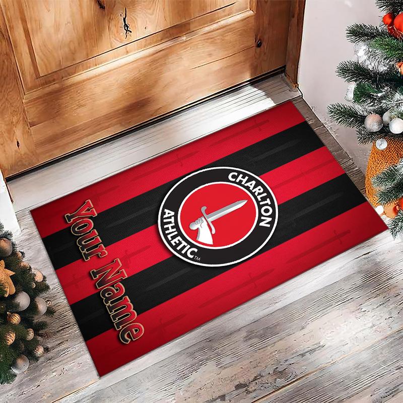 Charlton Athletic Printed Crystal Velvet Rug Non‑Slip Crystal Velvet Carpet For Sofa Bedroom Indoor Home Decoration