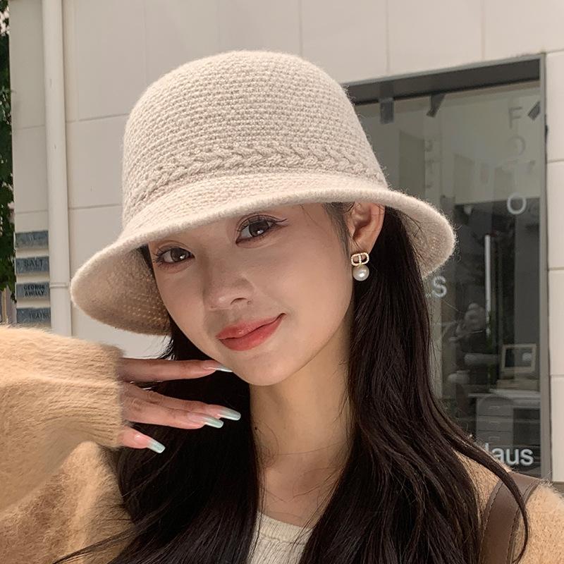 Autumn and Winter Korean Style Warm Ear Protection Knitted Fisherman Hat Sunshade Bucket Hat Korean Style Fashion Versatile Basin Hat