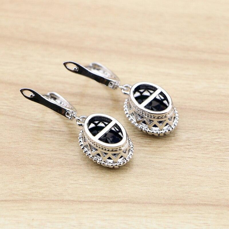 Silver 925 Jewelry Blue Cubic Zirconia Drop Dangle Earrings For Women Free Gifts Box