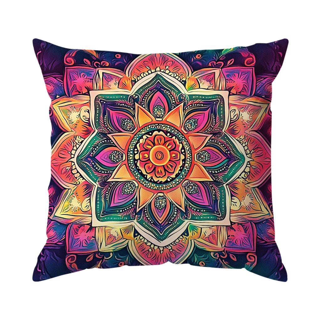 Vibrant Mandala Cushion Pillowcase Printed Polyester 40/45/50cm Throw Pillowcover Decorative Sofa Cushion Pillowslip Home Decor