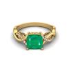 925 Sterling Silver Gold Vermeil 1.94 Cts Cushion Shape Emerald Solitaire Twisted Shank Wedding Women Ring