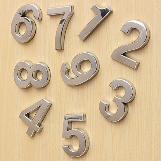 Digit Polished Number Sticker Plated Plate Pattern Nickel Sign Number Decal for Hotel