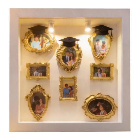 

Набір «Зроби сам» Міні-музей Силуетна коробка зі світлом Міні-музей Рамки для фотографій з випускними ковпаками Вітрина для спогадів для випускників B