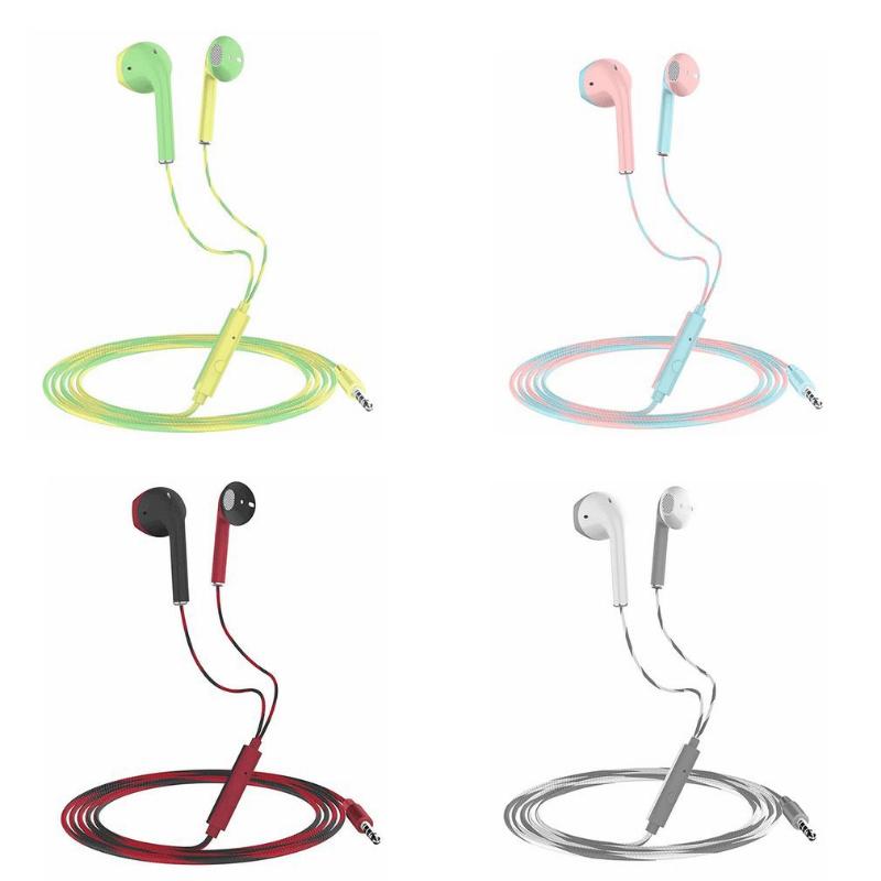 3,5mm AUX Kabelgebundene Ohrhörer Half-In-Ear Stereo-Kopfhörer mit Mikrofon Geräuschunterdrückung Headset für Mobiltelefon PC Laptop