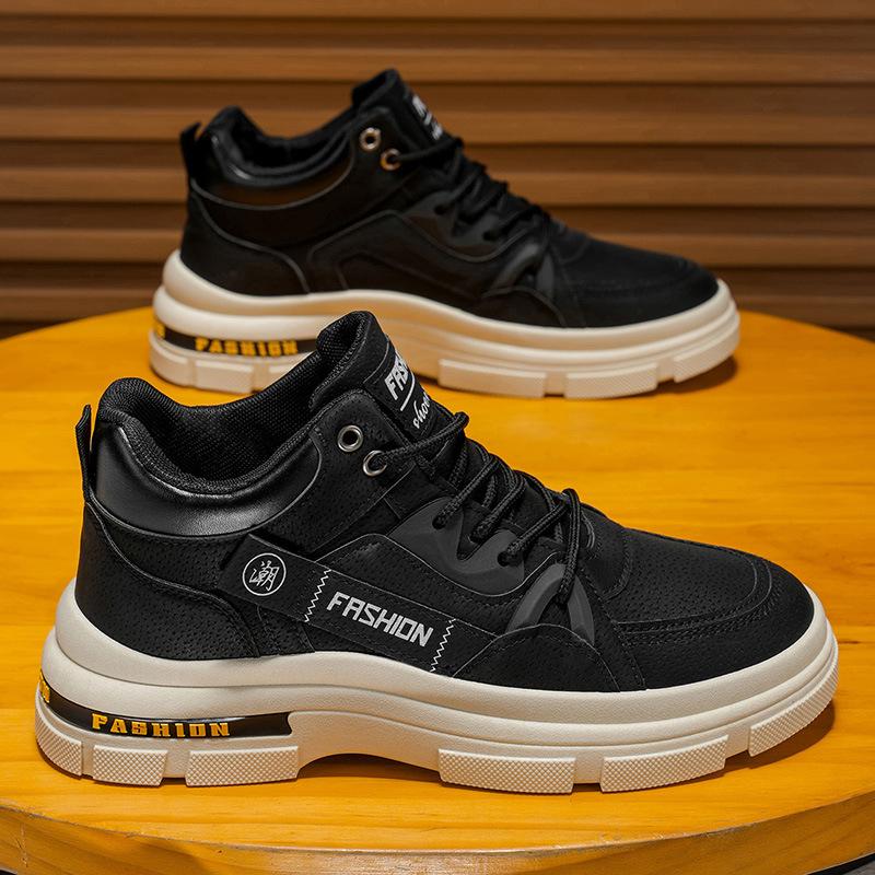 

Мужская рабочая обувь осенняя уличная для альпинизма нескользящая и износостойкая для работы рабочая спортивная на толстой подошве с увеличением роста черные ботинки Мартин 44