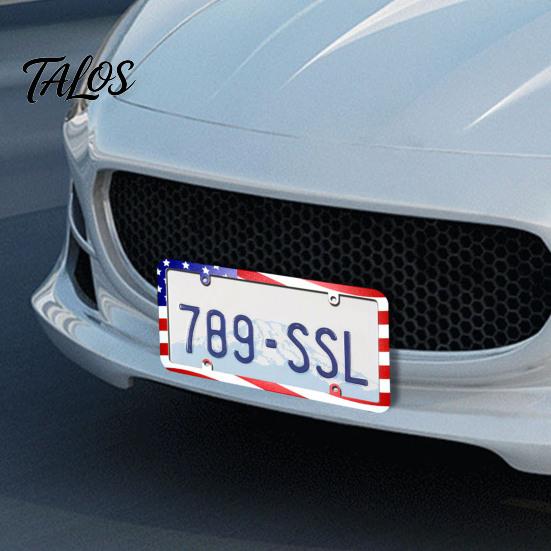 Durable License Plate Holder 2Pcs US Flag Frame Holder, Patriotic Car Tag American Star Stripes Covers, Auto Accessories