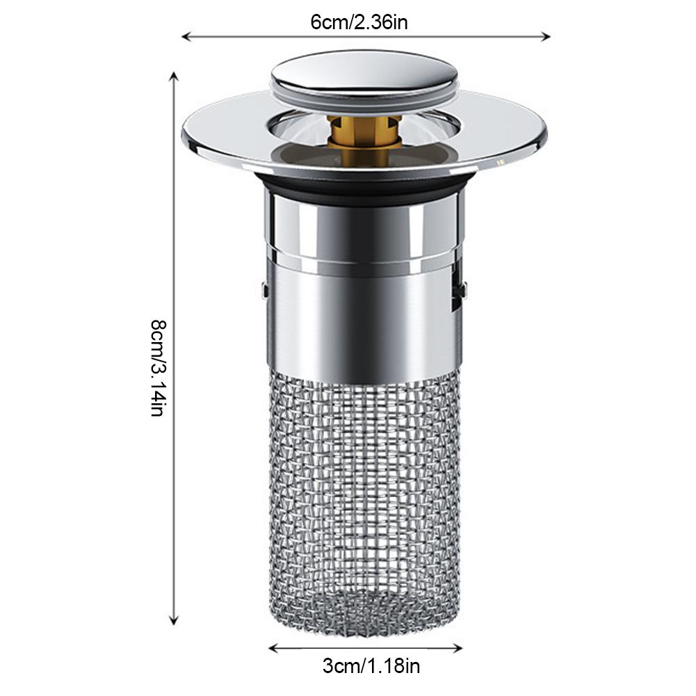 Pop Up Bathroom Sink Drain Strainer Hair Catcher Stainless Steel Sink Drain Strainer Brass Core for Bathroom Kitchen Basin Sink