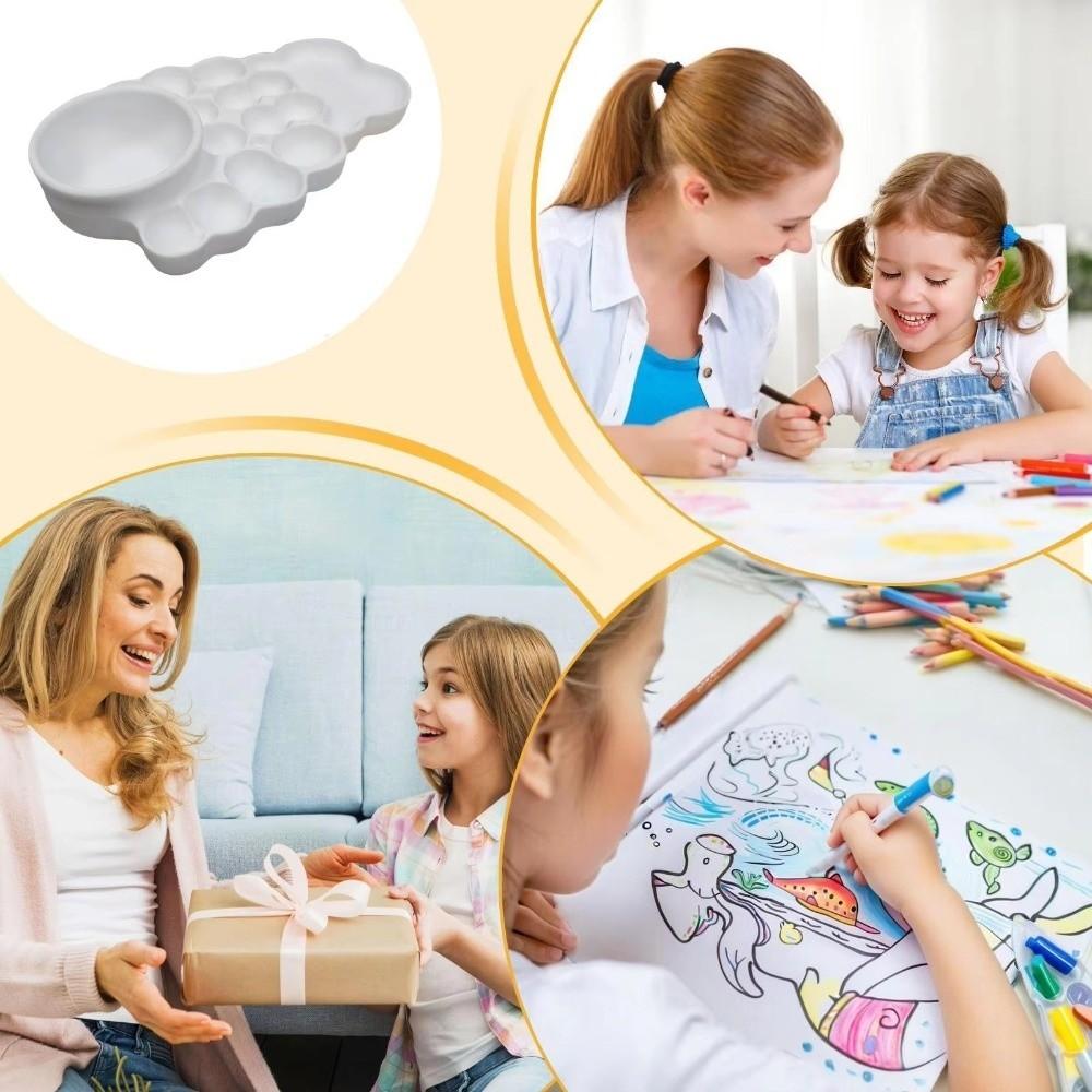 Multiple Compartments Painting Palette Reusable Paint Pigment Tray Color Mixing Pallet  Student