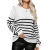 Autumn and Winter Women's Sweater Striped Button Twisted Twist Vintage Long Sleeve Knitwear Pullover Sweater
