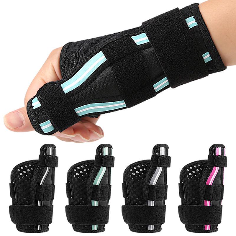 Breathable Double Thumb Support Brace with Magic Tape Compression