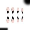 Trendy French Tip Press On Nail Matte Black Base Detailing Durability Plastic Fake Nail 24pc Complete Set Durability