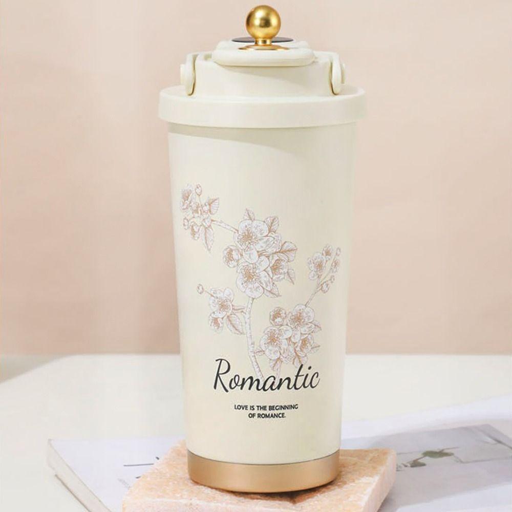 Durable 530ml Water Cup 316 Stainless Steel Leak-proof Coffee Mug with Carrying Handle Large Capacity Straw Cup