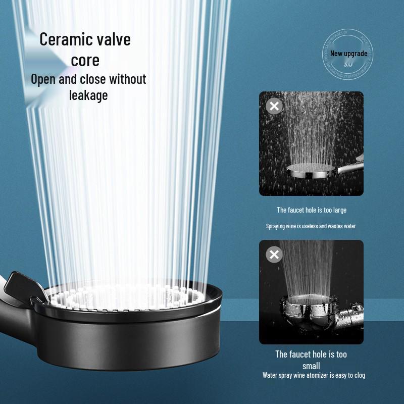 Supercharged High-Pressure Shower Head with Hose Set