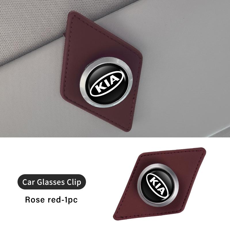 PU Leather Car Glasses Clip Alloy Auto Sunglasses Holder Mount For KIA Sorento Stinger Soul Spectra Niro Cadenza Sephia MS4