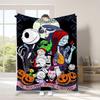 2024 New Christmas Eve Horror Skull Jack Sally Santa Single Sided Flannel Blanket Nap Sofa Blanket