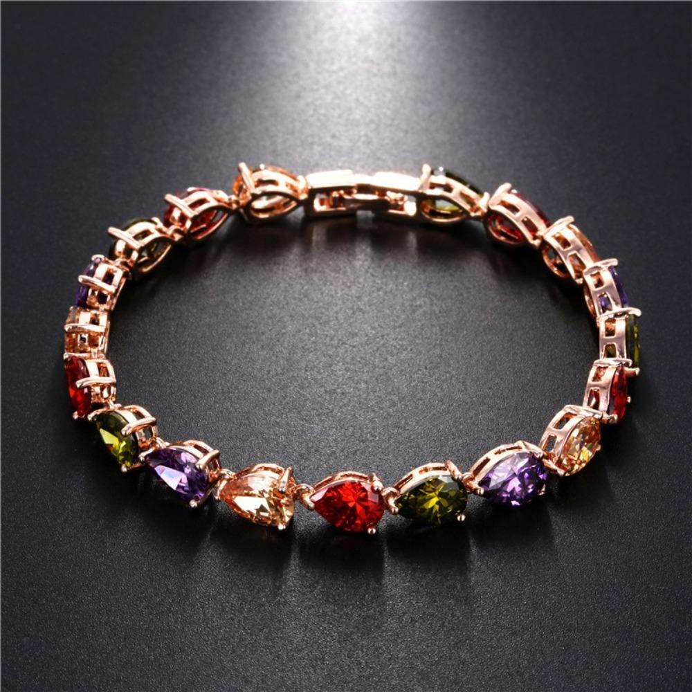 Vintage Rhinestone Bracelet Ornaments Colored Crystal Bracelet Rainbow Zircon Bracelet  Gifts