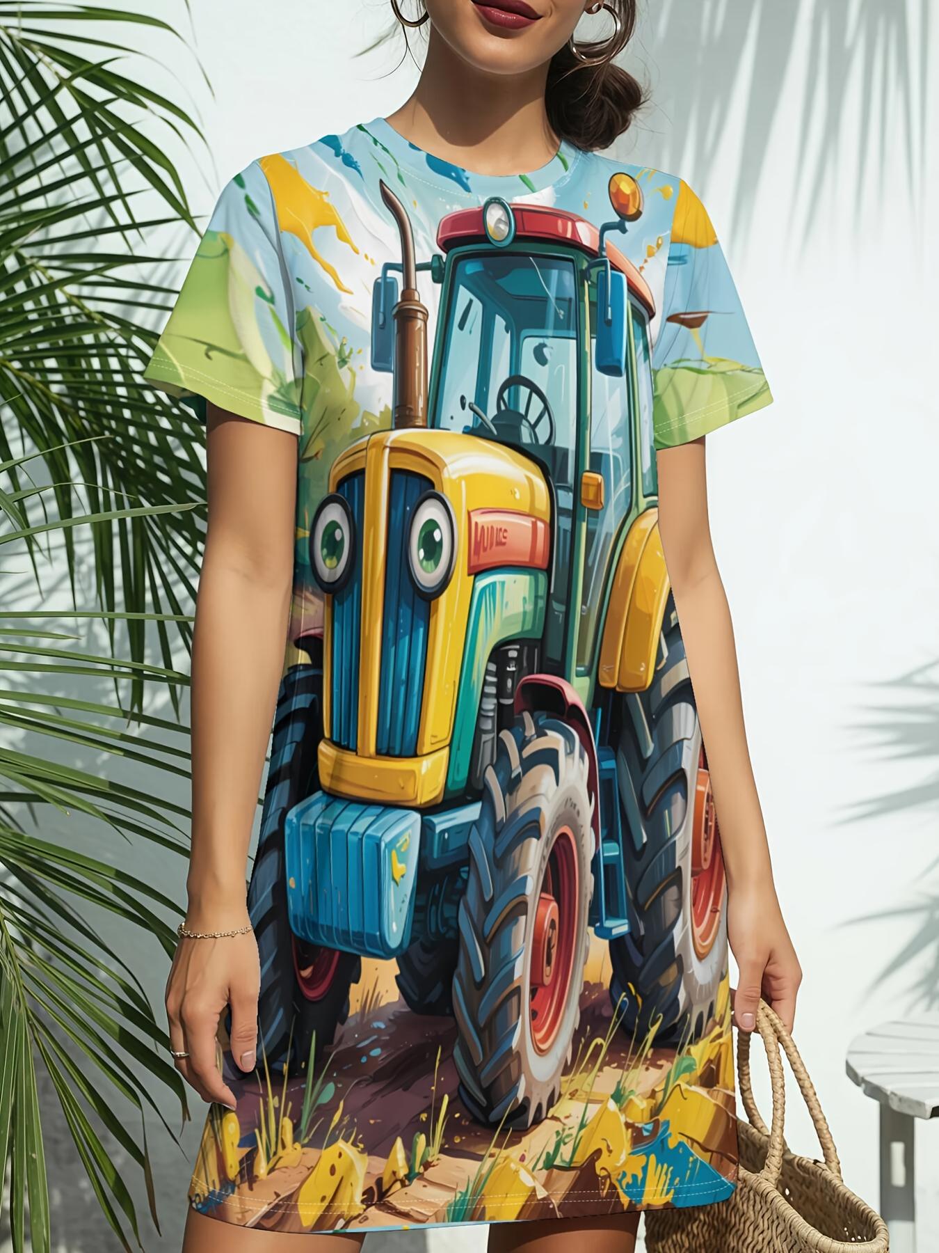 

Short Sleeve Crew Neck Dress for Women. Featuring a Trendy American Digital Print. Ideal for Casual Wear in Spring And Summer. This Elegant An Stylis 6XL дубильная кора