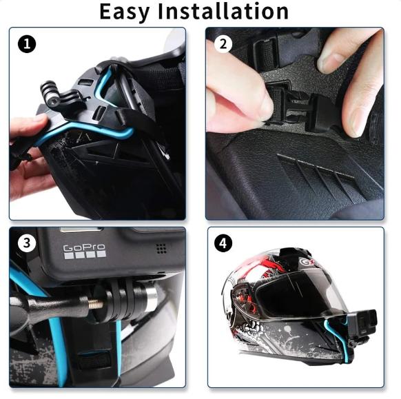 Helmet Strap Mount For Gopro Hero 11 10 9 8 7 6 5 4 3 Motorcycle Yi Action Sports Camera Mount Full Face Holder Accessories