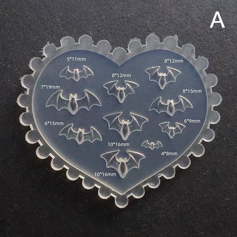 

3D Ghost Bat Shaped Mold Stamping Stencils Uv Gel Polish Art Mould Silicone Carving Mold Diy Design Nail Charm Decorations