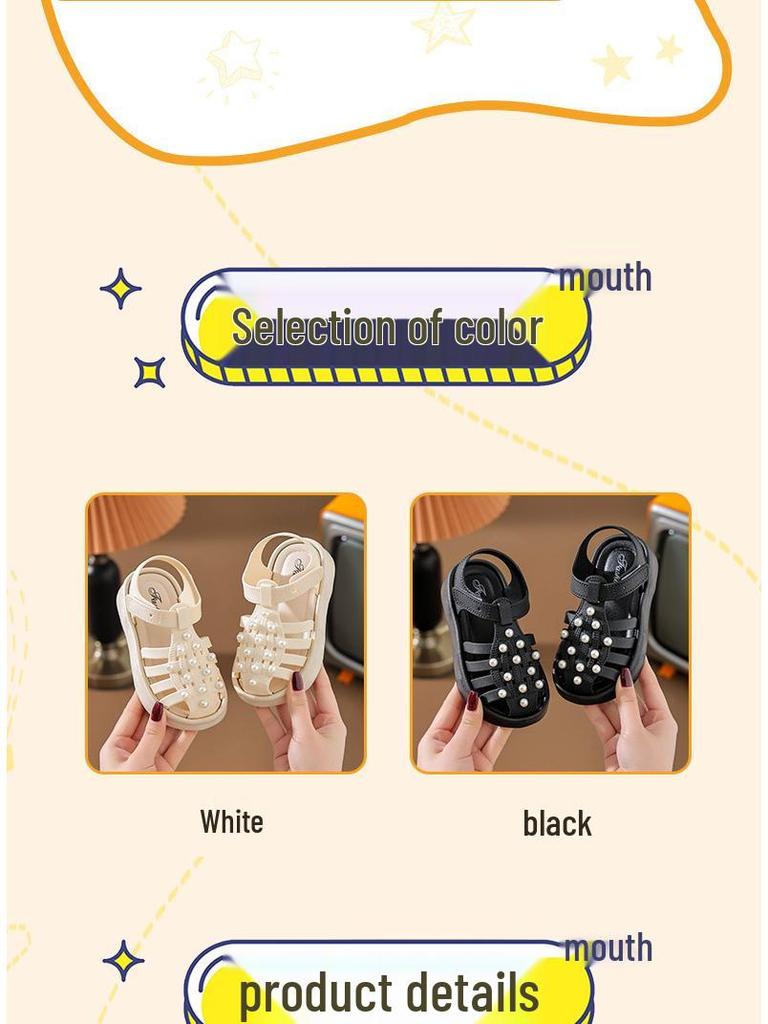 2024 Girls' Non-Slip Pearl Sandals - Soft Sole, Cute Princess Style for Outdoor & Beach