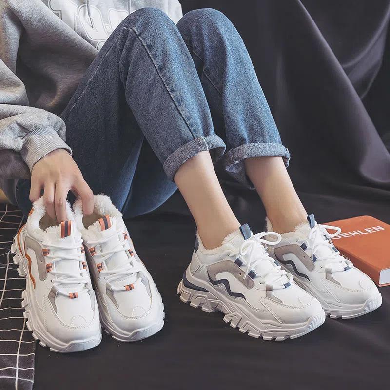 Scarpe Sportive Calde in Pile Invernale da Donna Versatili Scarpe da Corsa Casual da Studente Scarpe di Cotone da Neve