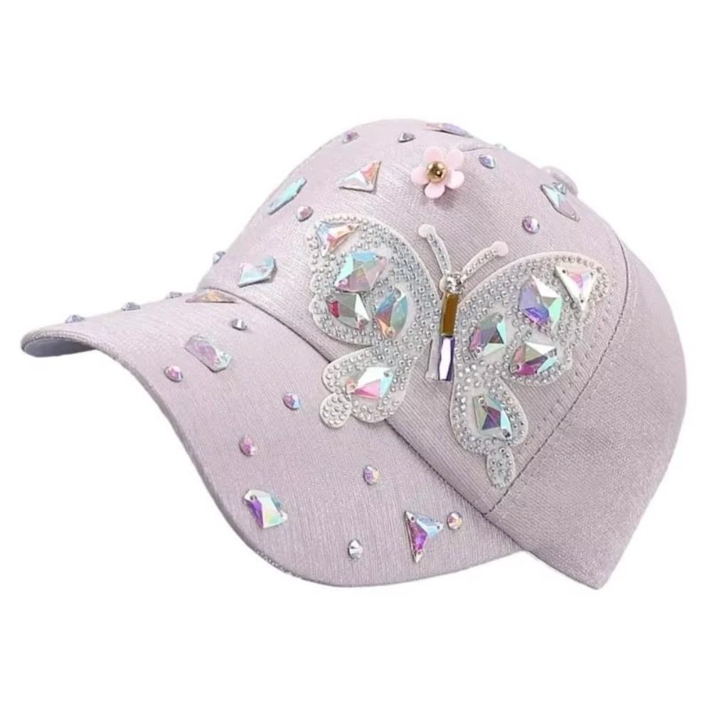 Butterfly Design Butterfly Baseball Cap Adjustable Glitter Baseball Hat Rhinestone Baseball Cap