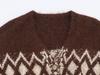 UC&ZA Women's Jacquard Knit Cardigan & Midi Skirt Set with Belt