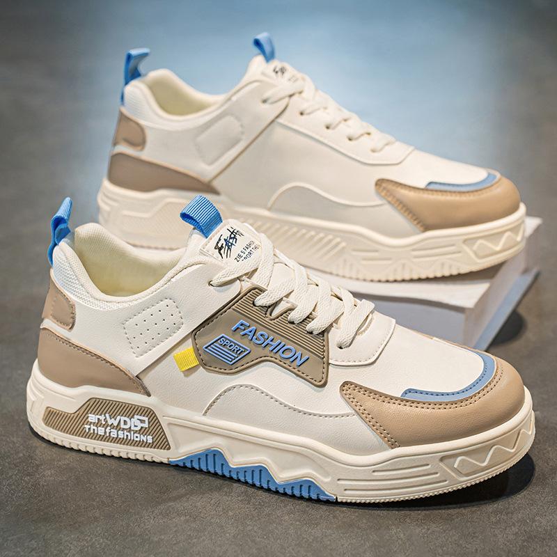 Herrenschuhe für Sommer Neue Atmungsaktive Weiße Schuhe für Herren Trendige Vielseitige Dicksohlige Sneaker Lässige Board-Schuhe Trendschuhe