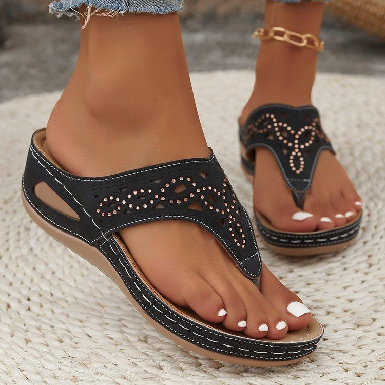 Women Wedge Platform Flip Flops Ladies Slide Slip on Thong Sandals Summer Beach Slippers Breathable Soft Bottom Walking Slippers 38